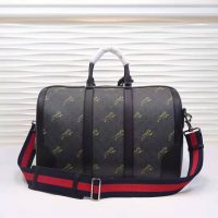 Gucci GG Men Gucci Bestiary Carry-On Duffle with Tigers in BlackGrey Soft GG Supreme