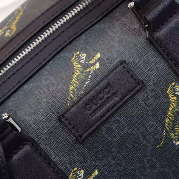 Gucci GG Men Gucci Bestiary Carry-On Duffle with Tigers in BlackGrey Soft GG Supreme (5)