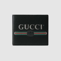 Gucci GG Men Gucci Print Leather Bi-Fold Wallet in Black Leather (1)