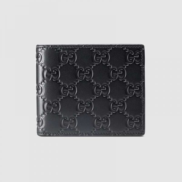 Gucci GG Men Gucci Signature Bi-Fold Wallet in Black Leather (1)