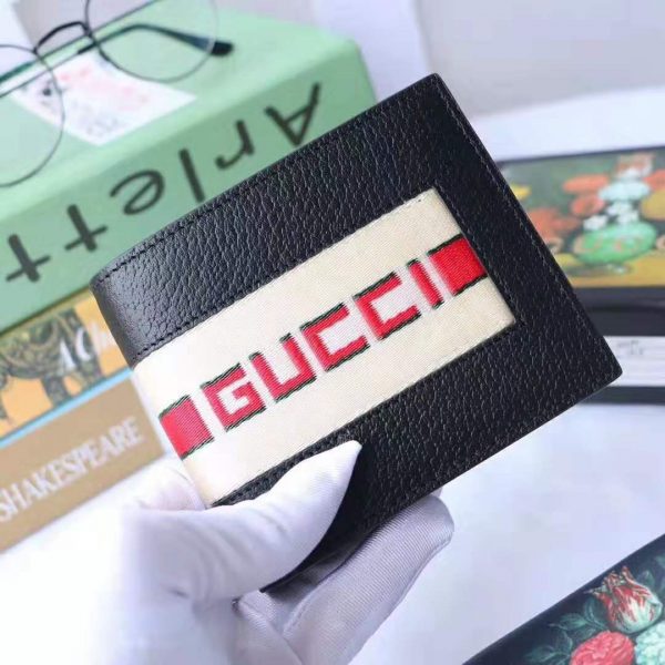 Gucci GG Men Gucci Stripe Leather Wallet in Black Leather (2)