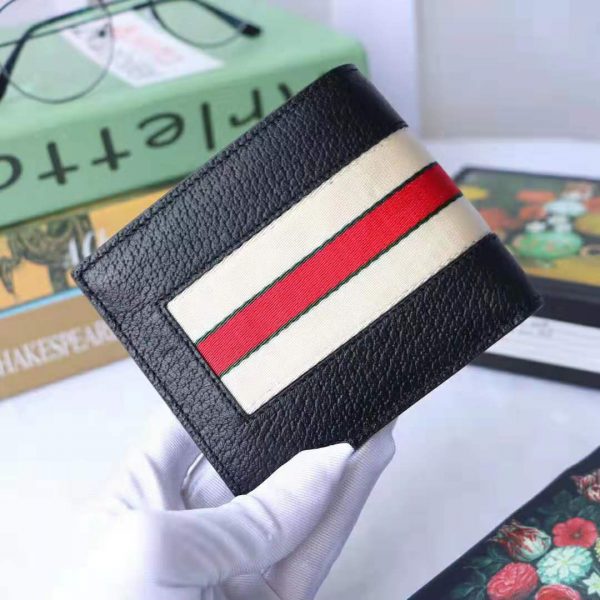 Gucci GG Men Gucci Stripe Leather Wallet in Black Leather (3)