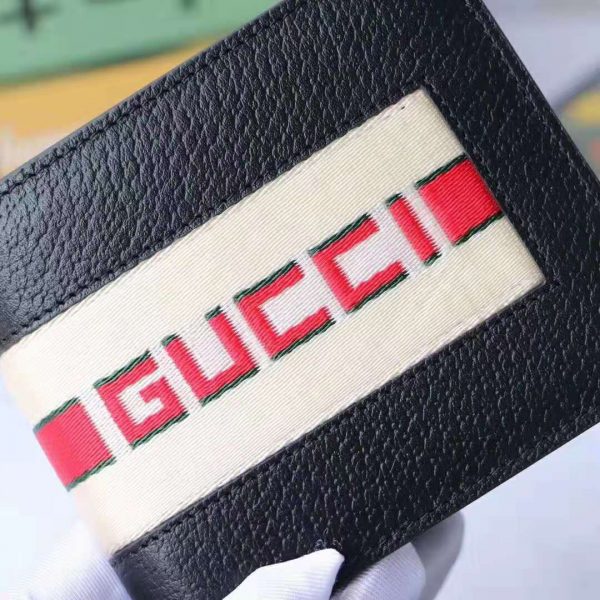 Gucci GG Men Gucci Stripe Leather Wallet in Black Leather (5)