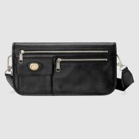 Gucci GG Men Medium Soft Leather Messenger Bag in Soft Black Leather (1)