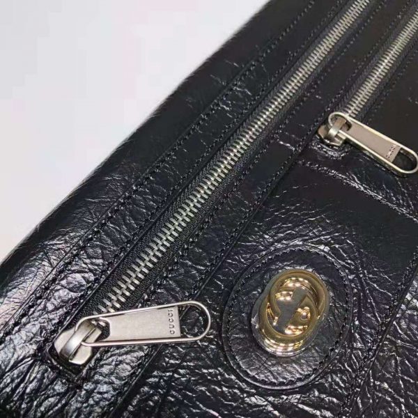 Gucci GG Men Medium Soft Leather Messenger Bag in Soft Black Leather (6)