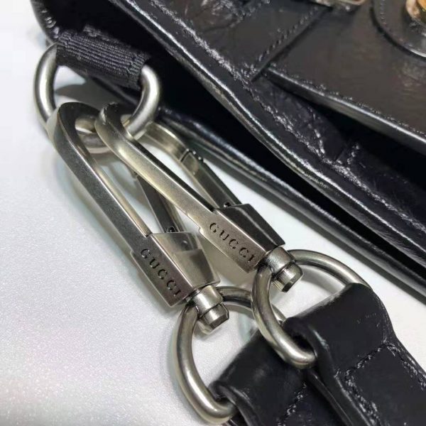 Gucci GG Men Medium Soft Leather Messenger Bag in Soft Black Leather (8)