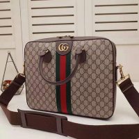 Gucci GG Men Ophidia GG Briefcase in BeigeEbony Soft GG Supreme Canvas (1)