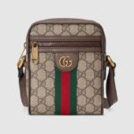 Borsa a tracolla Gucci GG Ophidia GG da uomo in tela GG Supreme beige ed ebano