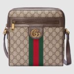 Borsa a tracolla piccola Gucci GG Ophidia GG da uomo in tela GG Supreme beige ed ebano