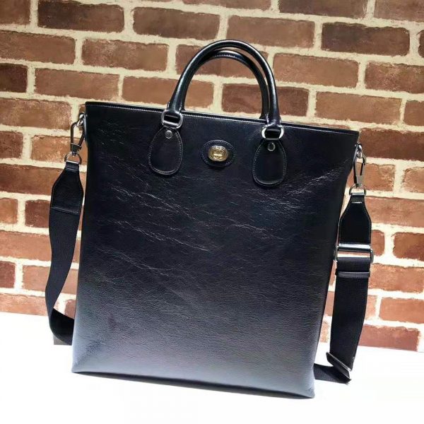 Gucci GG Men Soft Leather Tote in Black Soft Leather (2)