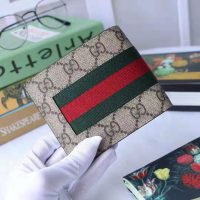 Gucci GG Men Web GG Supreme Wallet in BeigeEbony GG Supreme Canvas (1)