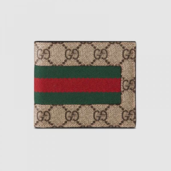 Gucci GG Men Web GG Supreme Wallet in BeigeEbony GG Supreme Canvas-Beige