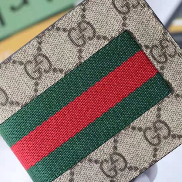 Gucci GG Men Web GG Supreme Wallet in BeigeEbony GG Supreme Canvas-Beige (4)