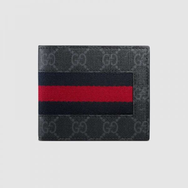 Gucci GG Men Web GG Supreme Web Wallet in BlackGrey GG Supreme Canvas
