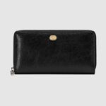 Gucci GG Herrplånbok med dragkedja och sammankopplande G i svart mjukt läder