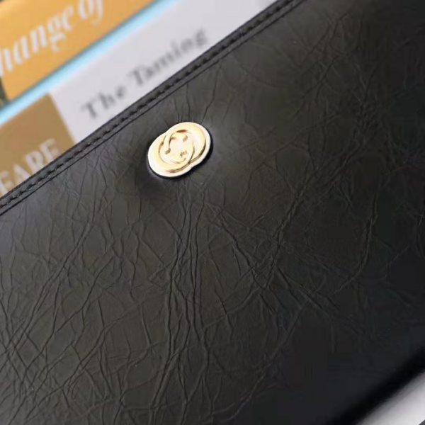 Gucci GG Men Zip Around Wallet with Interlocking G in Black Soft Leather (4)