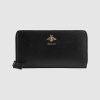Gucci GG Unisex Animalier Leather Zip Around Wallet in Black Leather