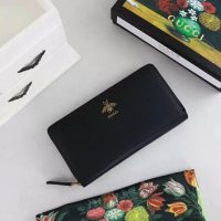 Gucci GG Unisex Animalier Leather Zip Around Wallet in Black Leather (1)