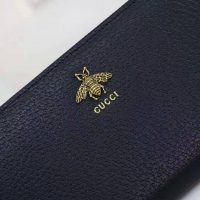 Gucci GG Unisex Animalier Leather Zip Around Wallet in Black Leather (1)