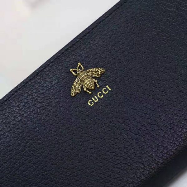 Gucci GG Unisex Animalier Leather Zip Around Wallet in Black Leather (6)