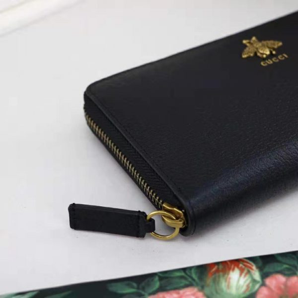 Gucci GG Unisex Animalier Leather Zip Around Wallet in Black Leather (7)