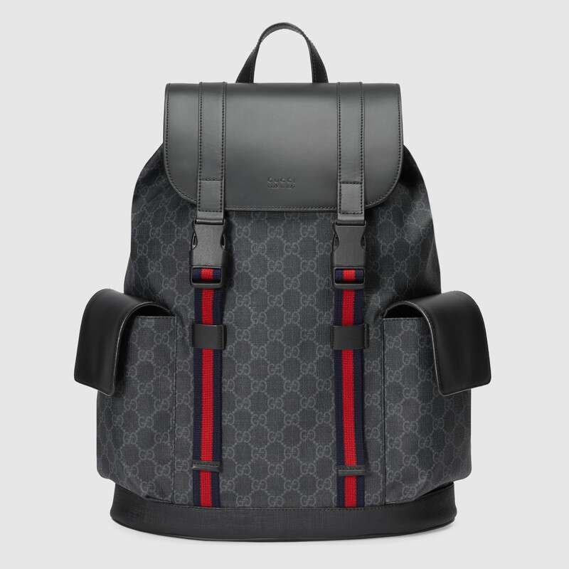 Gucci GG Unisex GG Black Backpack in Black/Grey Soft GG Supreme Canvas ...