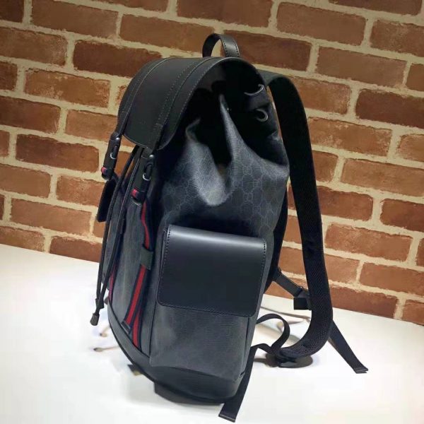 Gucci GG Unisex GG Black Backpack in BlackGrey Soft GG Supreme Canvas (3)