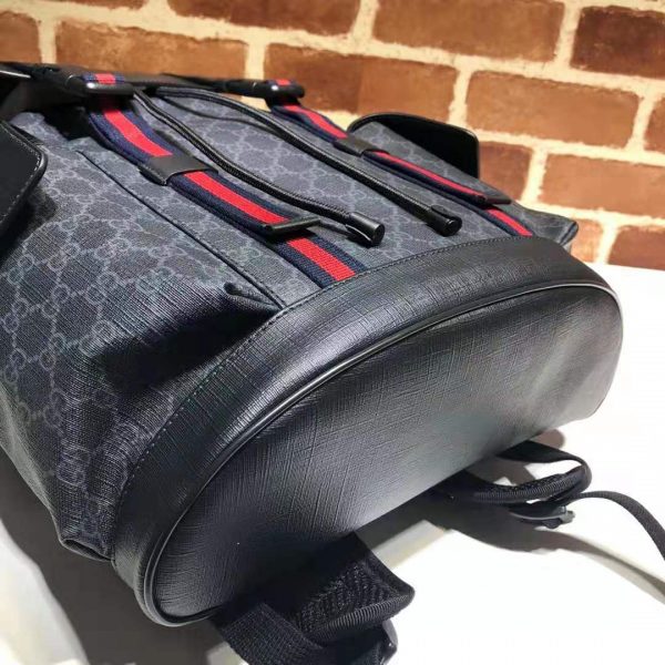 Gucci GG Unisex GG Black Backpack in BlackGrey Soft GG Supreme Canvas (5)