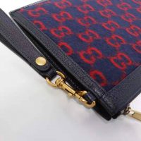 Gucci GG Unisex GG Wool Pouch in Blue and Red GG Wool (1)