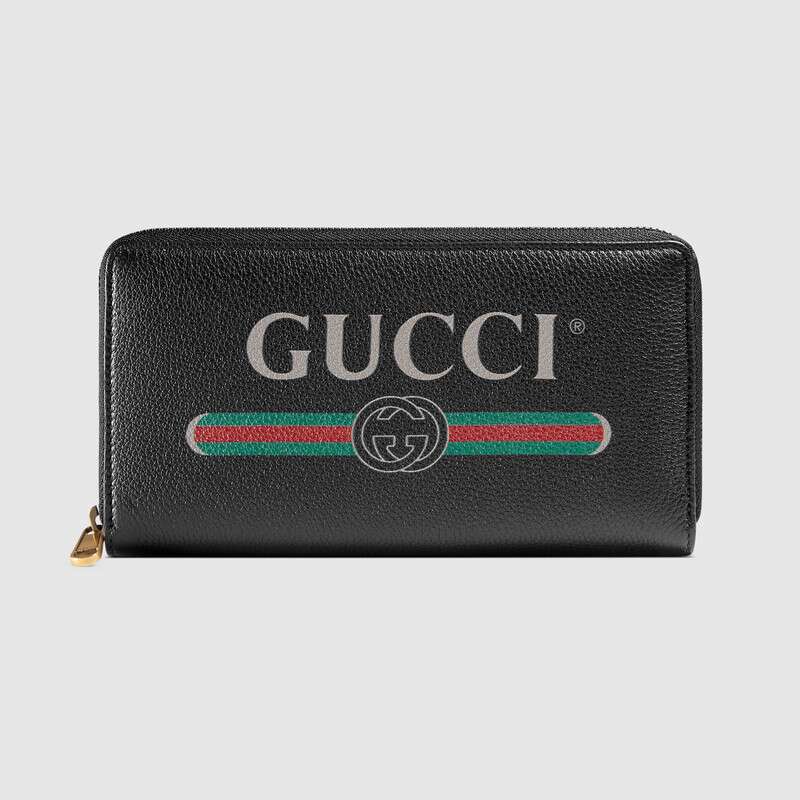 leather wallet with gucci logo