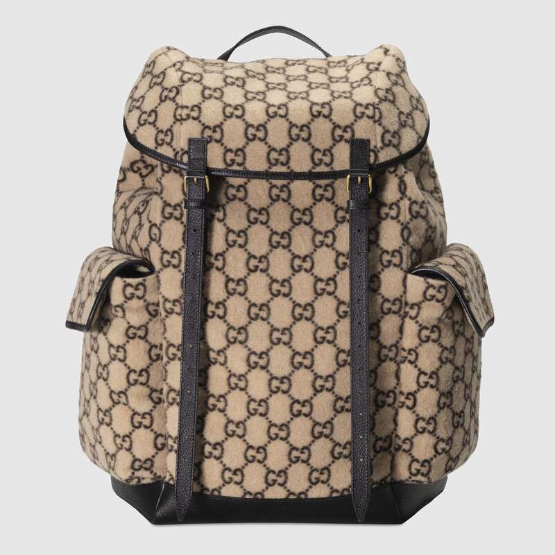 Gucci GG Unisex Large GG Wool Backpack in Wool and Leather - LULUX