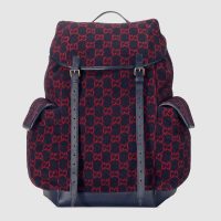 Gucci GG Unisex Large GG Wool Backpack in Wool and Leather-Blue (1)