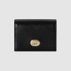 Gucci GG Unisex Leather Card Case Wallet in Textured Leather-Black
