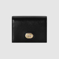 Gucci GG Unisex Leather Card Case Wallet in Textured Leather-Maroon (1)