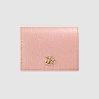 Gucci GG Unisex Leather Card Case Wallet in Textured Leather with Double G-Pink