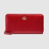 Gucci GG Unisex Leather Zip Around Wallet in Hibiscus Red Leather