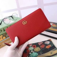 Gucci GG Unisex Leather Zip Around Wallet in Hibiscus Red Leather (1)