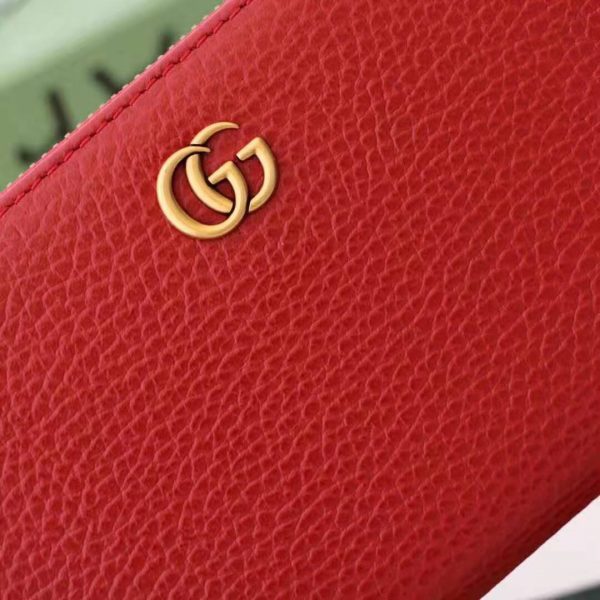 Gucci GG Unisex Leather Zip Around Wallet in Hibiscus Red Leather (4)