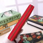 Gucci GG Unisex Leather Zip Around Wallet in Hibiscus Red Leather – Bild 8