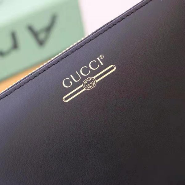 Gucci GG Unisex Leather Zip Around Wallet with Gucci Logo in Black Leather (4)