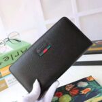 Gucci GG Unisex Leather Zip Around Wallet with Web in Black Leather – Image 2