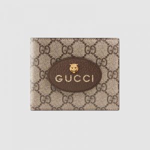 Gucci GG Unisex Neo Vintage GG Supreme Wallet in BeigeEbony GG Supreme Canvas