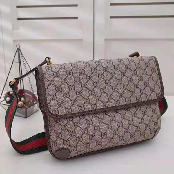 Gucci GG Unisex Neo Vintage Messenger Bag in BeigeEbony GG Supreme Canvas (11)