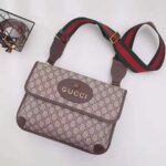 Gucci GG Unisex Neo Vintage Messenger Bag in Beige/Ebony GG Supreme Canvas - immagine 3