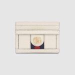 Gucci GG Unisex Ophidia Card Case in Leather with Blue and Red House Web-White