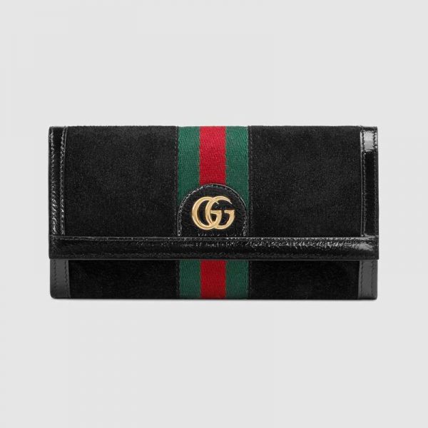 Gucci GG Unisex Ophidia Continental Wallet in Black Suede Leather (1)