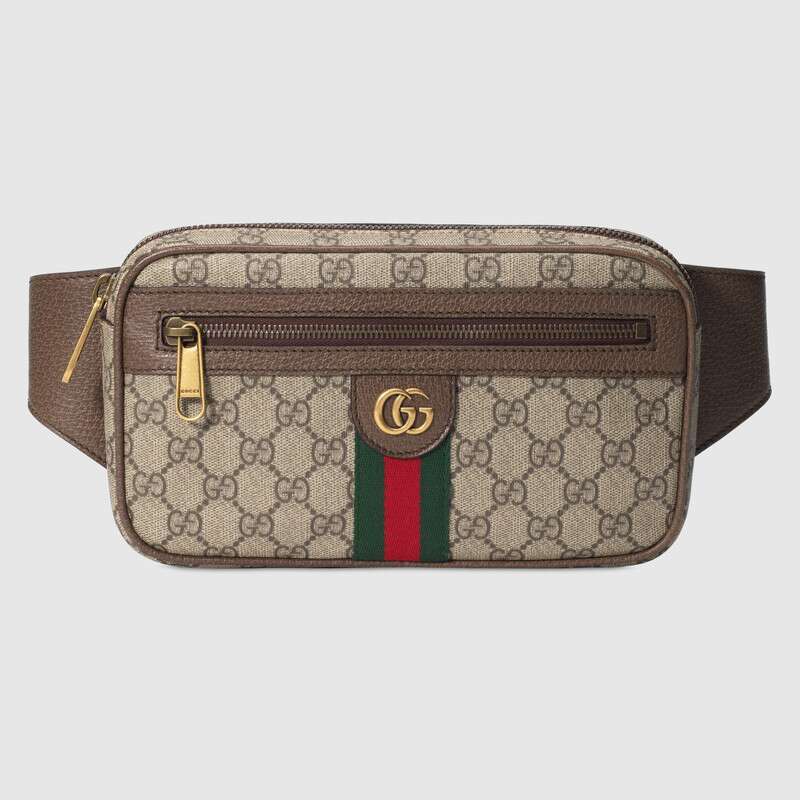 GUCCI GG SUPREME CANVAS SMALL BELT BAG IN BEIGE/BLACK ADJUSTABLE BELT BNWT