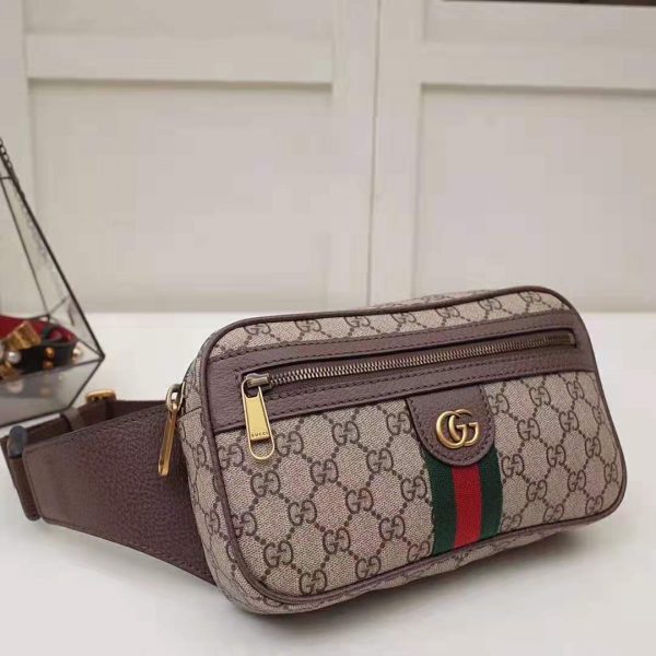 Gucci GG Unisex Ophidia GG Belt Bag in BeigeEbony Soft GG Supreme Canvas (3)