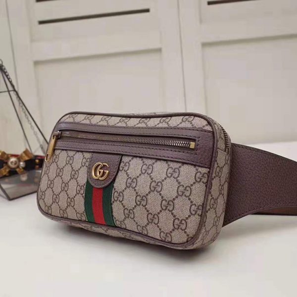 Gucci GG Unisex Ophidia GG Belt Bag in BeigeEbony Soft GG Supreme Canvas (7)