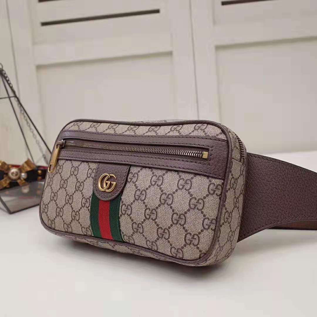 GUCCI GG SUPREME CANVAS SMALL BELT BAG IN BEIGE/BLACK ADJUSTABLE BELT BNWT